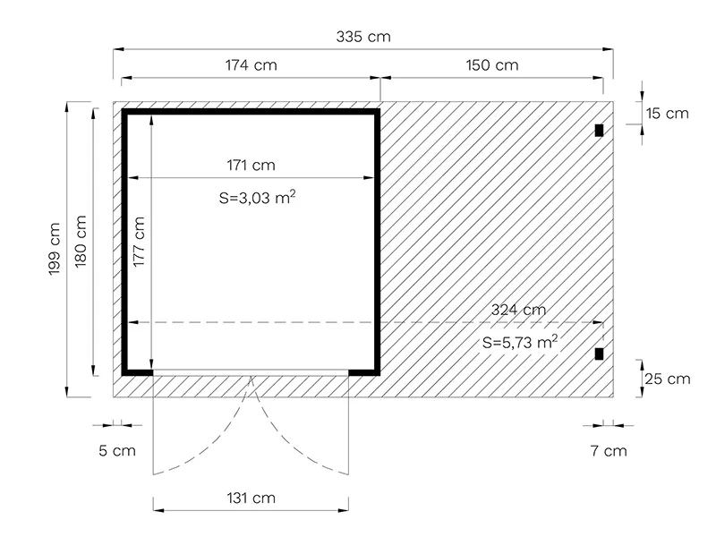 Drewniana szopa z daszkiem, Bertilo Amrum 2 Plus, 3,23x1,8x2,1m, 2,78m² + 3,03m² - Image 6