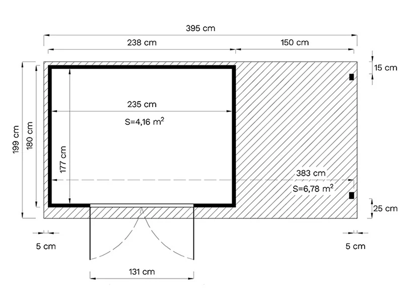 Drewniana szopa z daszkiem, Bertilo Amrum 3 Plus, 3,86x1,8x2,1m, 2,78m² + 4,16m² - Image 6