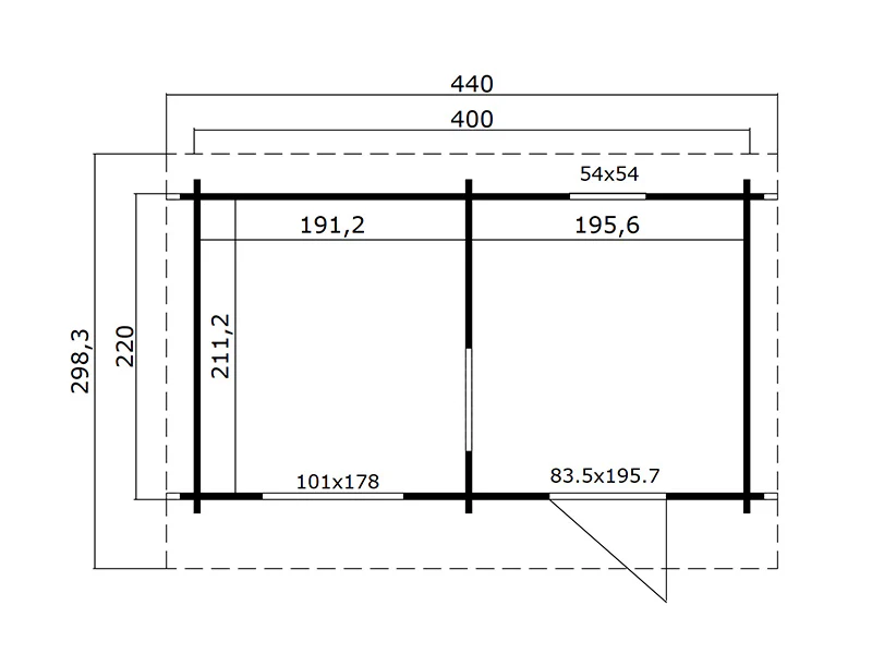 Drewniany domek sauna Levi, 4x2,2m, 8,26m², Naturalne drewno - Image 6