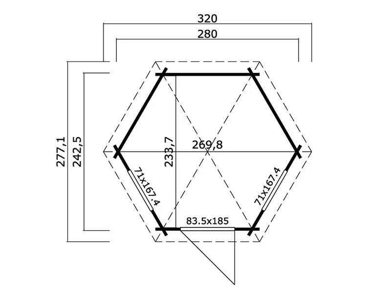 Drewniany pawilon Lausanne, sześciokątny 2,8x2,42x2,89m, 44mm, Jasny szary - Image 3