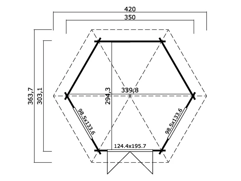 Drewniany pawilon Provence, sześciokątny 3,5x3,03x3,18m, 44mm, Naturalny - Image 4