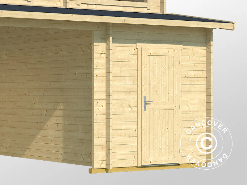 Drewniany podwójny garaż, wiata Vaasa, 7,8x5,2x3,21m, 44mm, Naturalne drewno - Image 3