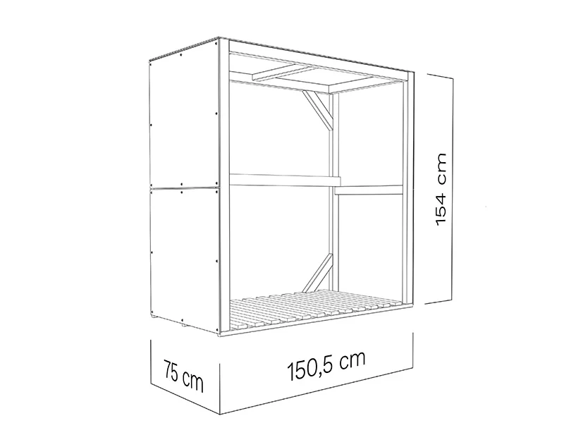 Drewutnia, Bertilo HPL 2, 1,51x0,75x1,54m, 1,13m², Antracyt/Szary DOSTĘPNA TYLKO 3 SZTUKA - Image 4