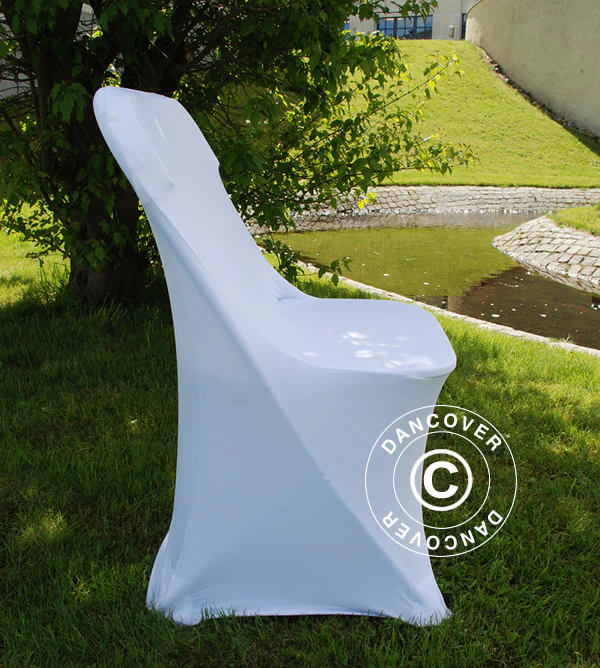 Elastyczny pokrowiec na krzesło 44x44x80cm, Biały (1 szt) - Image 2