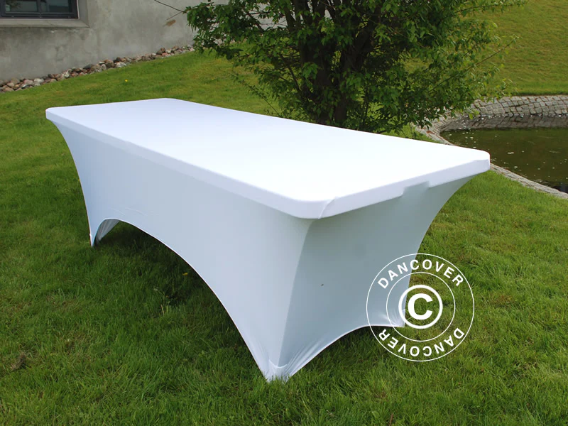 Elastyczny pokrowiec na stól 183x75x74cm, Biały - Image 3