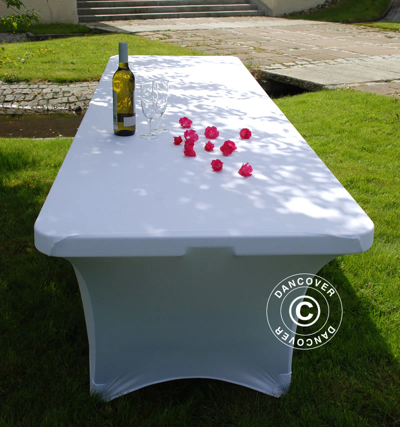 Elastyczny pokrowiec na stól 183x75x74cm, Biały - Image 6