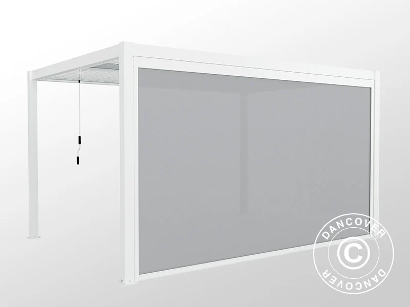 Elektryczny parawan boczny do bioklimatycznej pawilonu pergola San Pablo, 4m, Biały/Jasny szary - Image 7