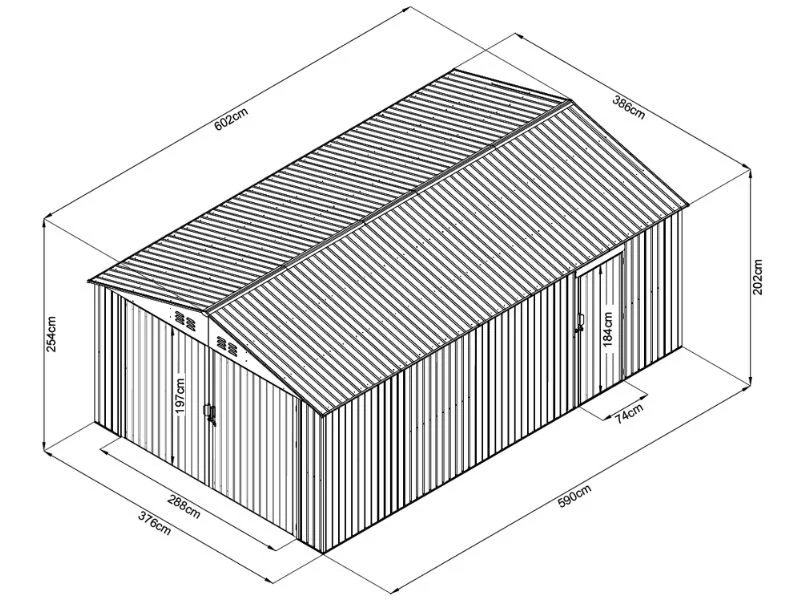 Garaż metalowy 3,86x6,02x2,54m, 23,2m², ProShed®, Antracyt - Image 10