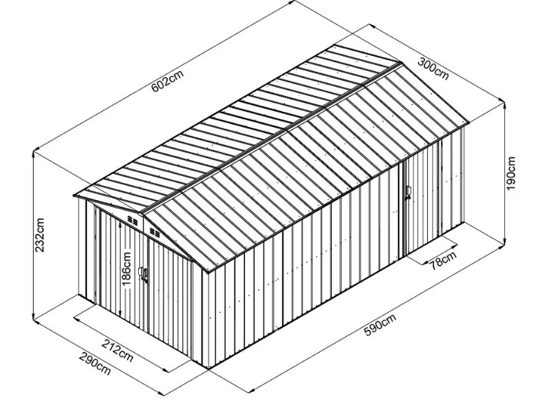 Garaż metalowy 3x6,02x2,32m, 18,06m², ProShed®, Antracyt - Image 10