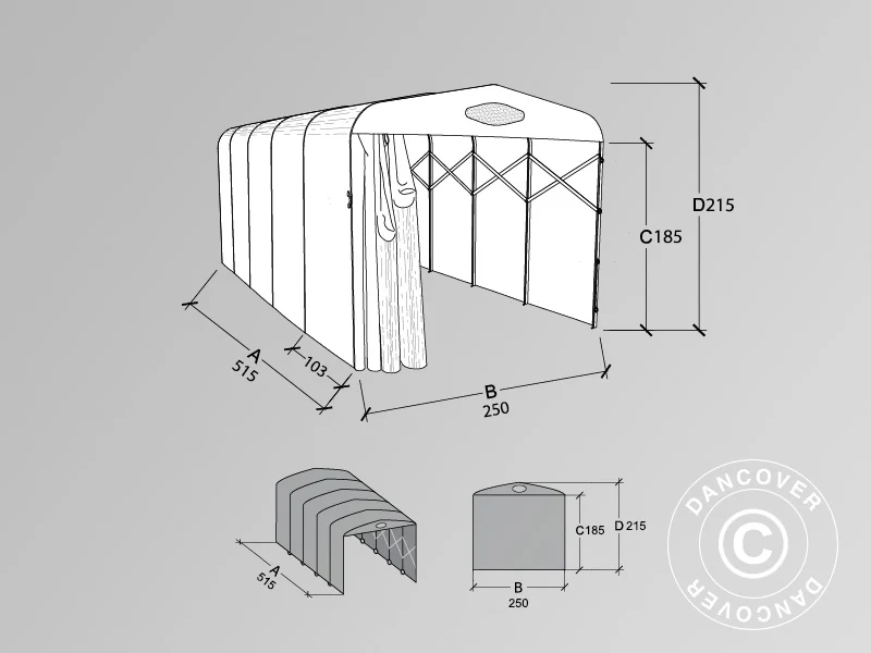 Garaż składany tunelowy (Samochodowy), 2,5x5,15x2,15m, Beżowy - Image 3