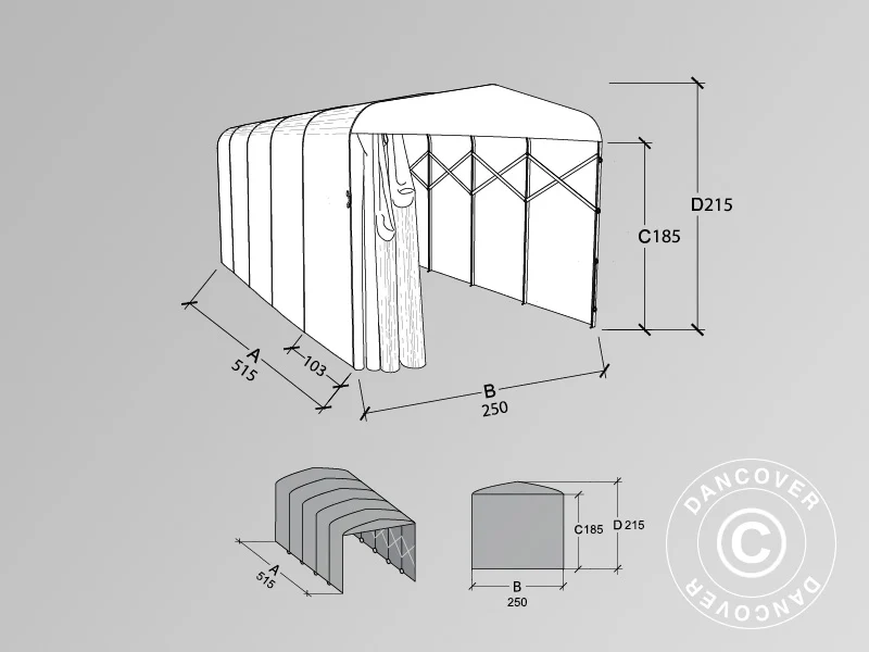 Garaż składany tunelowy (Samochodowy), ECO, 2,5x5,15x2,15m, Beżowy - Image 3