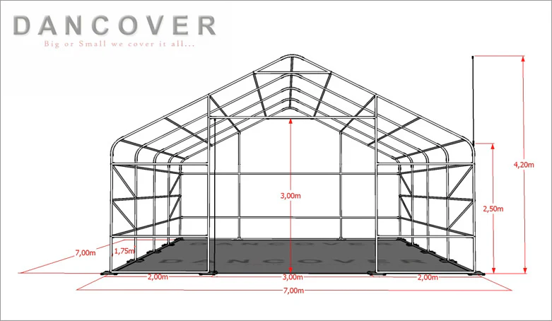 Hale namiotowe Titanium 7x7x2,5x4,2m, Biały/Szary - Image 15