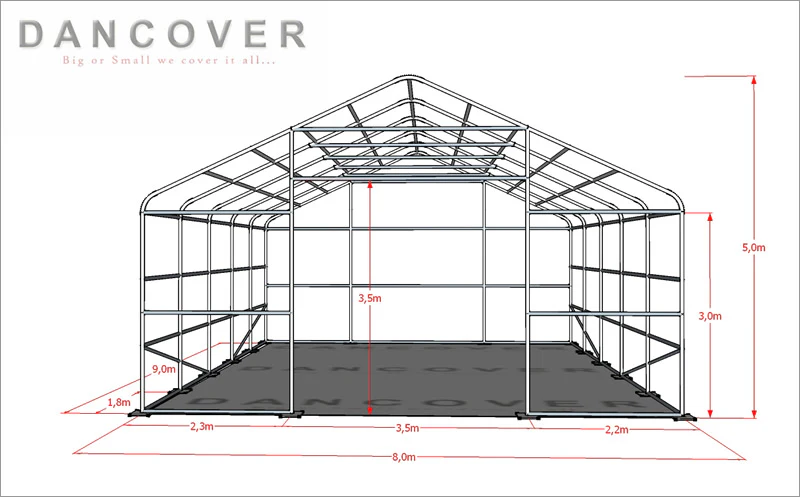 Hale namiotowe Titanium 8x9x3x5m, Biały/Szary - Image 27