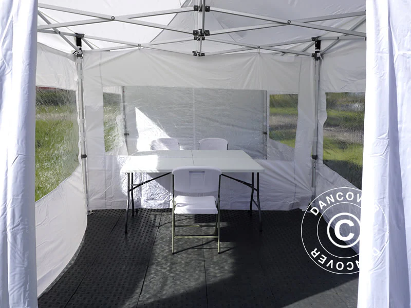 Namiot dla odwiedzających FleXtents PRO 4x6m biały, w tym 8 ścian bocznych i 1 przezroczysta ściana działowa - Image 2