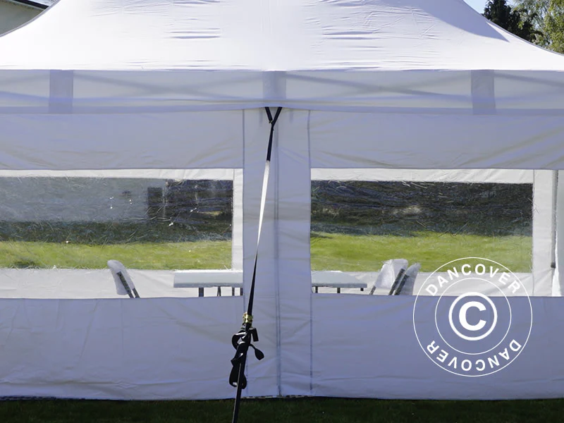 Namiot dla odwiedzających FleXtents PRO 4x6m biały, w tym 8 ścian bocznych i 1 przezroczysta ściana działowa - Image 4