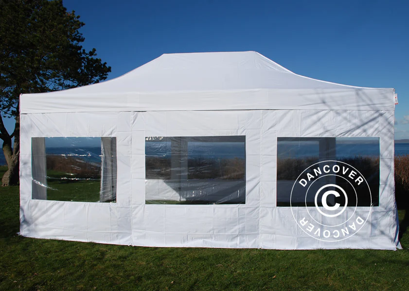Namiot dla odwiedzających FleXtents PRO 4x6m biały, w tym 8 ścian bocznych i 1 przezroczysta ściana działowa - Image 6