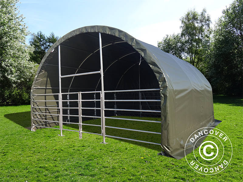 Namiot dla zwierząt gospodarskich 6x6x3,7m, PCV, Zielony - Image 3