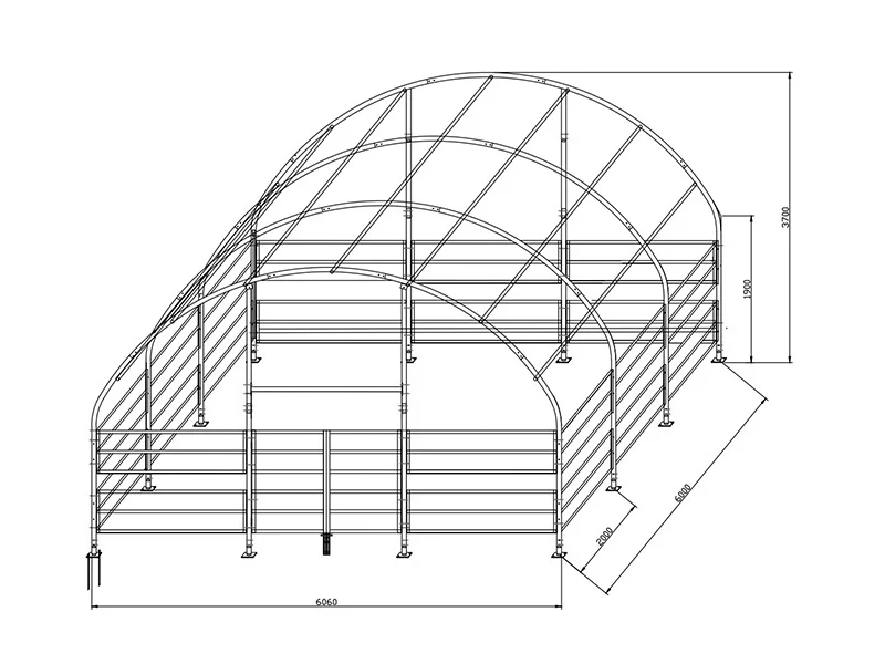 Namiot dla zwierząt gospodarskich 6x6x3,7m, PCV, Zielony - Image 8