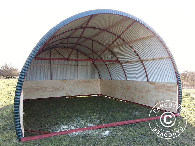 Namiot dla zwierząt gospodarskich z drewnianymi panelami, 5x6x3,23m, Ciemnozielona - Image 3