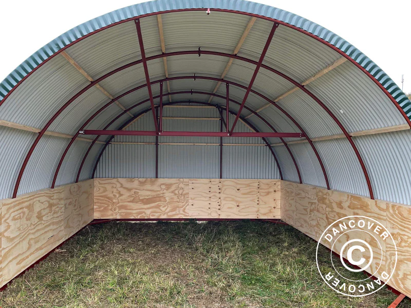 Namiot dla zwierząt gospodarskich z drewnianymi panelami, 5x6x3,23m, Ciemnozielona - Image 4