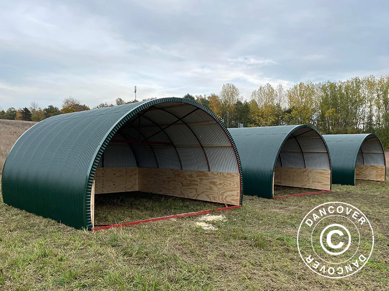 Namiot dla zwierząt gospodarskich z drewnianymi panelami, 5x6x3,23m, Ciemnozielona - Image 6