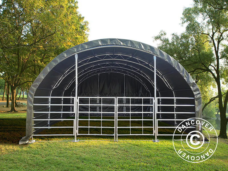 Namiot dla zwierząt gospodarskich z kratownicą 6x6x3,7m, PCV, Zielony - Image 2