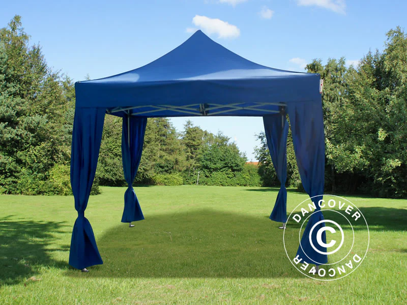 Namiot Ekspresowy FleXtents PRO 3x3m Niebieski, zawierający 4 ozdobnymi kurtynami - Image 2