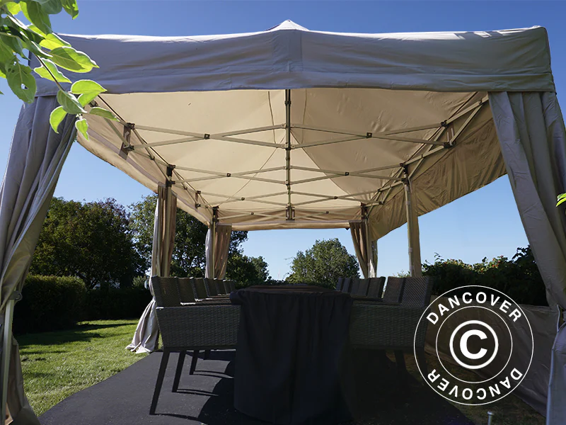 Namiot Ekspresowy FleXtents PRO 3x6m Latte, mq 6 ściany boczne & ozdobnymi kurtynami - Image 4