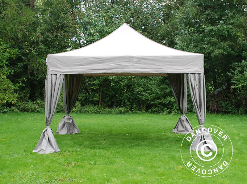 Namiot Ekspresowy FleXtents PRO 4x4m Latte, mq 4 ozdobnymi kurtynami - Image 3