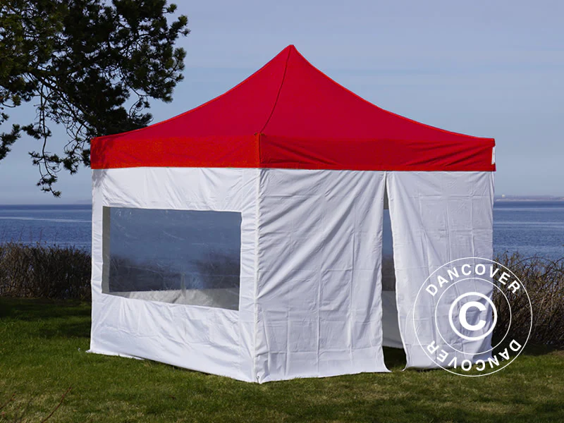 Namiot ekspresowy FleXtents® PRO, namiot medyczny i ratunkowy, 3x3m, czerwony/biały, 4 ściany boczne - Image 3