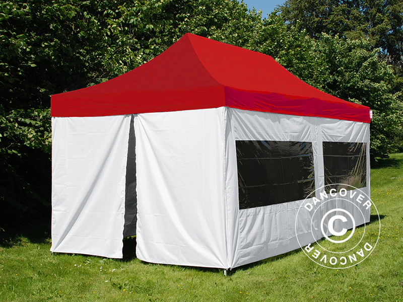 Namiot ekspresowy FleXtents® PRO, namiot medyczny i ratunkowy, 3x6m, czerwony/biały, w tym 6 ściany boczne - Image 2