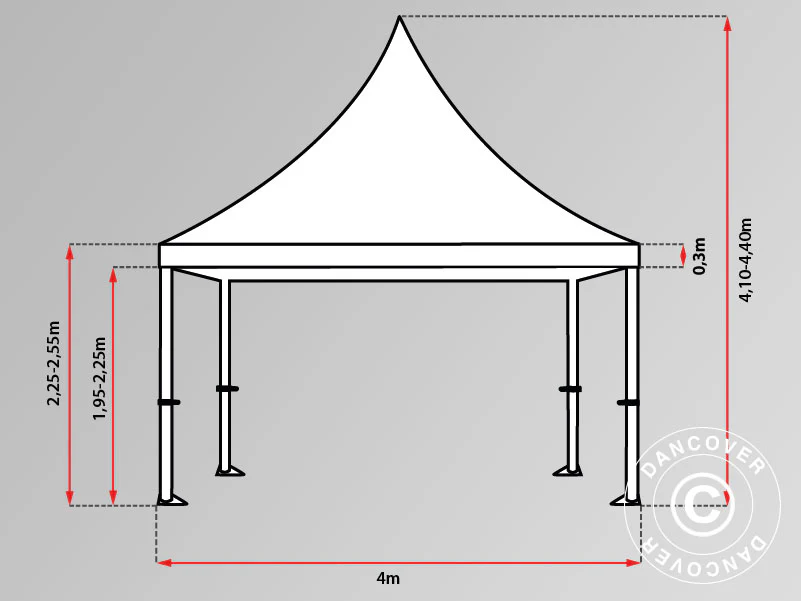 Namiot ekspresowy FleXtents PRO Peak Pagoda 4x8m Biały, mq 6 ściany boczne - Image 21