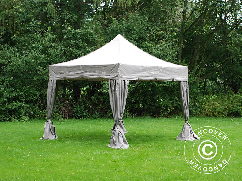 Namiot Ekspresowy FleXtents PRO "Peaked" 3x3m Latte, mq 4 ozdobnymi kurtynami - Image 5