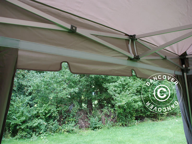 Namiot Ekspresowy FleXtents PRO "Peaked" 3x3m Latte, mq 4 ozdobnymi kurtynami - Image 7