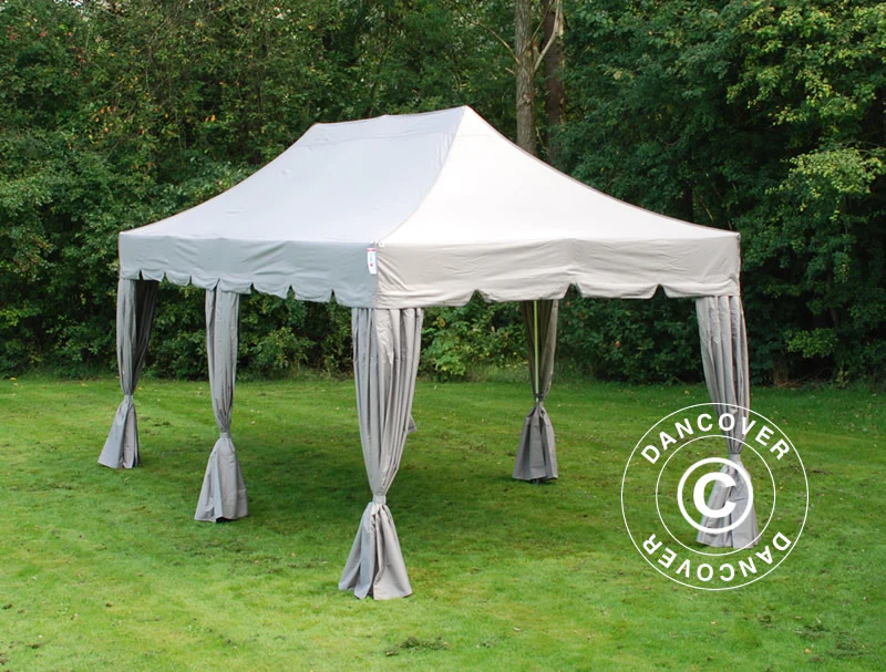 Namiot Ekspresowy FleXtents PRO "Peaked" 3x6m Latte, mq 6 ozdobnymi kurtynami - Image 2