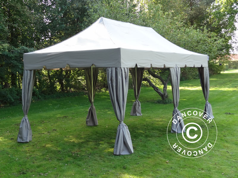 Namiot Ekspresowy FleXtents PRO "Peaked" 3x6m Latte, mq 6 ozdobnymi kurtynami - Image 3