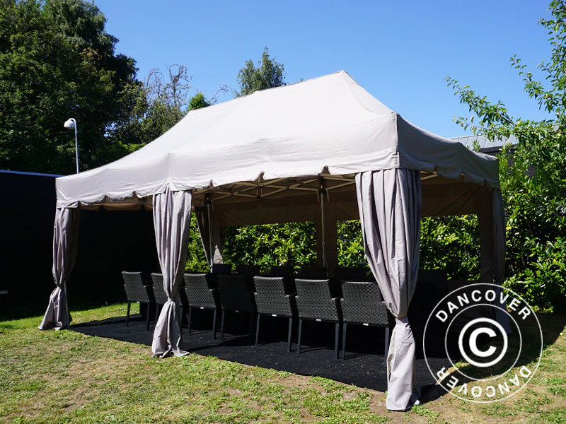 Namiot ekspresowy FleXtents PRO "Peaked" 3x6m Latte, w tym 6 ścian bocznych i 6 zasłon dekoracyjnych - Image 10