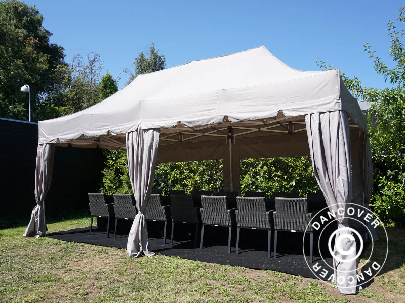 Namiot ekspresowy FleXtents PRO "Peaked" 3x6m Latte, w tym 6 ścian bocznych i 6 zasłon dekoracyjnych - Image 11
