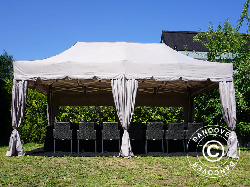 Namiot ekspresowy FleXtents PRO "Peaked" 3x6m Latte, w tym 6 ścian bocznych i 6 zasłon dekoracyjnych - Image 12