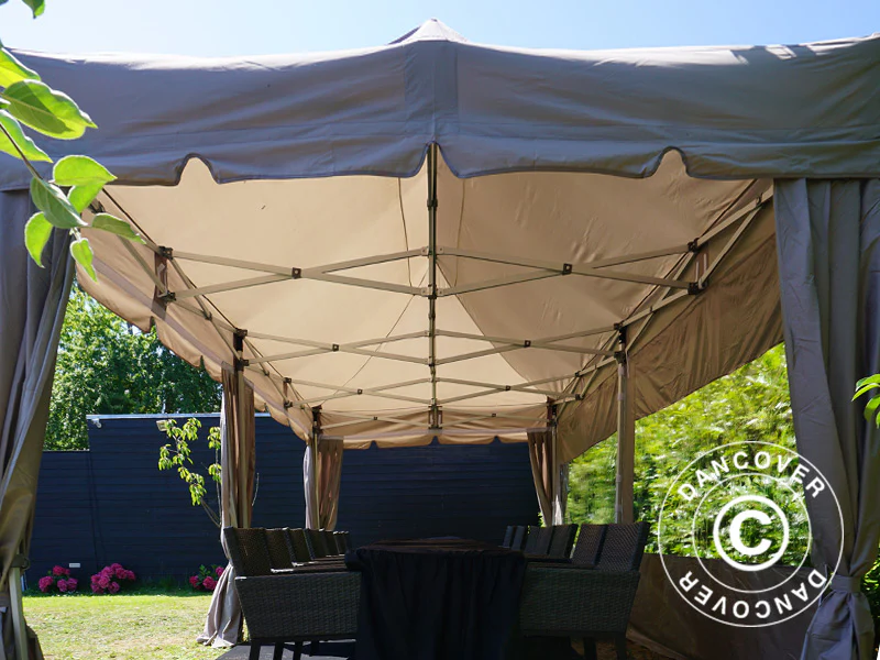Namiot ekspresowy FleXtents PRO "Peaked" 3x6m Latte, w tym 6 ścian bocznych i 6 zasłon dekoracyjnych - Image 6