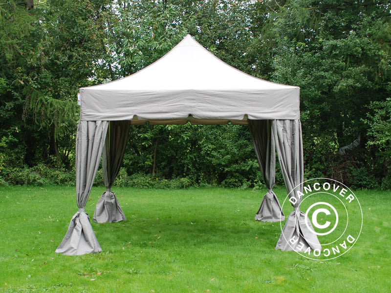 Namiot Ekspresowy FleXtents PRO "Peaked" 4x4m Latte, mq 4 ozdobnymi kurtynami - Image 2