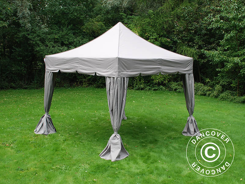 Namiot Ekspresowy FleXtents PRO "Peaked" 4x4m Latte, mq 4 ozdobnymi kurtynami - Image 4