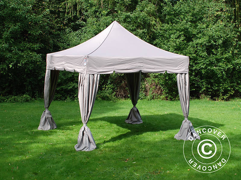 Namiot Ekspresowy FleXtents PRO "Peaked" 4x4m Latte, mq 4 ozdobnymi kurtynami - Image 6