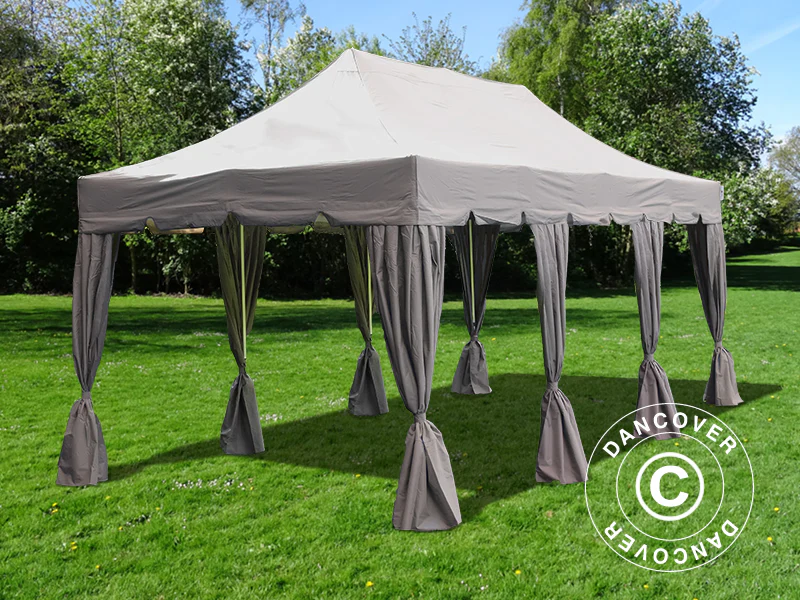 Namiot Ekspresowy FleXtents PRO "Peaked" 4x6m Latte, mq 8 ozdobnymi kurtynami - Image 2