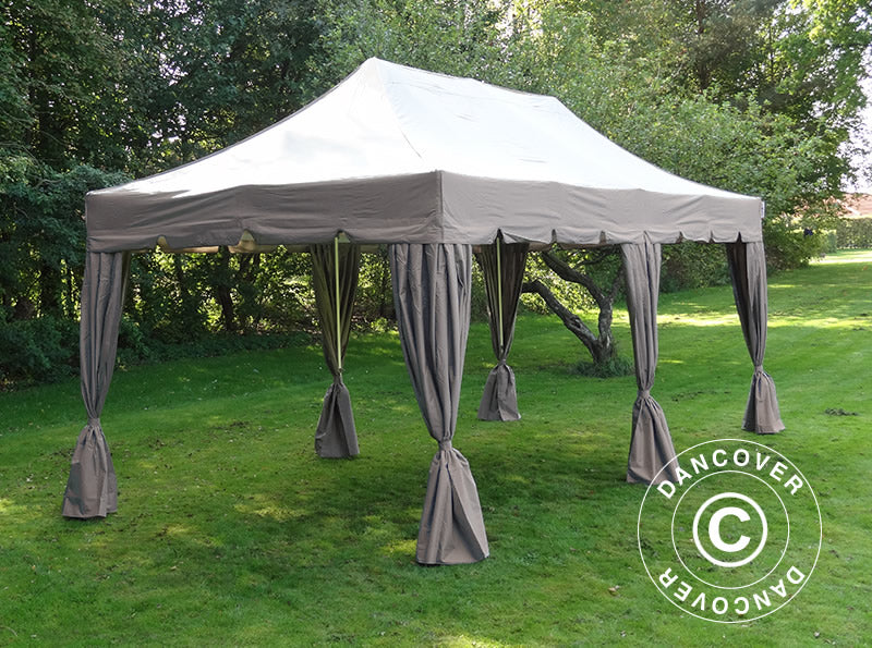 Namiot Ekspresowy FleXtents PRO "Peaked" 4x8m Latte, mq 6 ozdobnymi kurtynami - Image 2