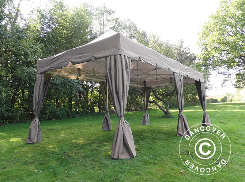 Namiot Ekspresowy FleXtents PRO "Peaked" 4x8m Latte, mq 6 ozdobnymi kurtynami - Image 3
