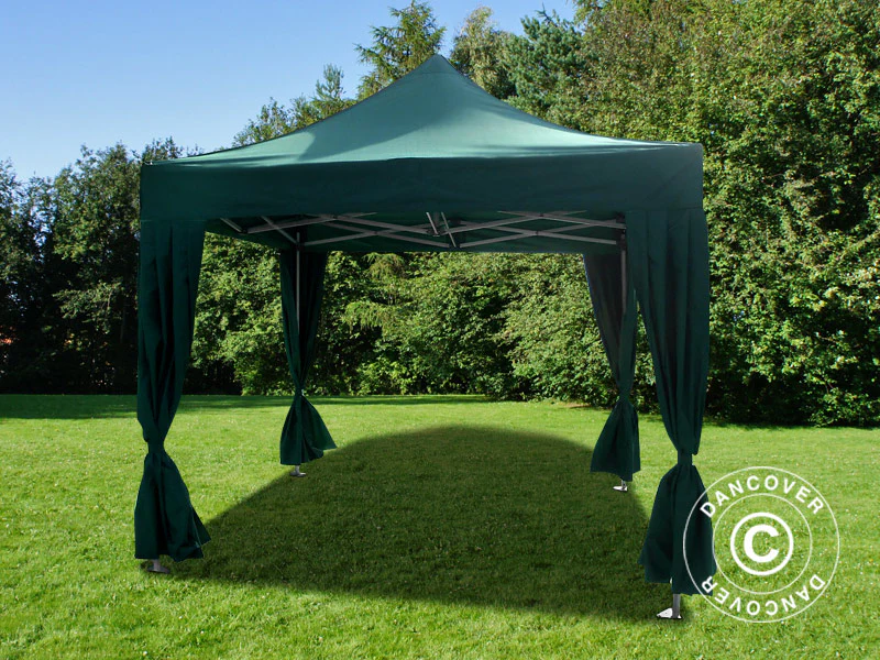 Namiot Ekspresowy FleXtents PRO Steel 3x3m Zielony, zawierający 4 ozdobnymi kurtynami - Image 2