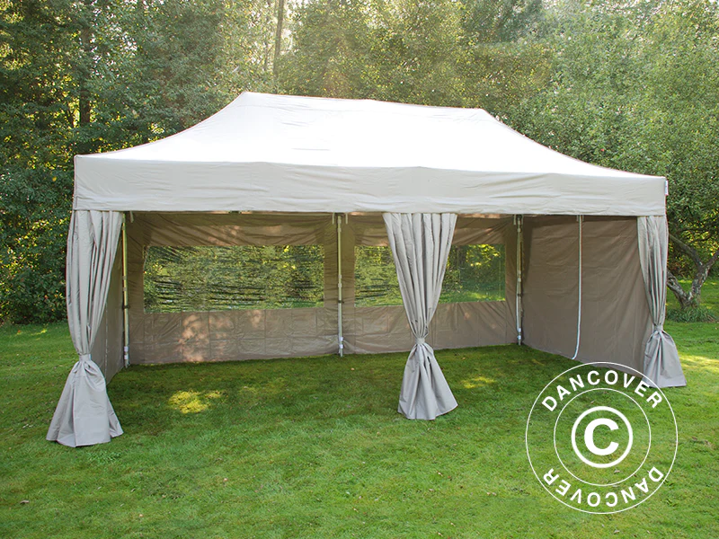 Namiot Ekspresowy FleXtents PRO Steel 3x6m Latte, mq 6 ściany boczne & ozdobnymi kurtynami - Image 4