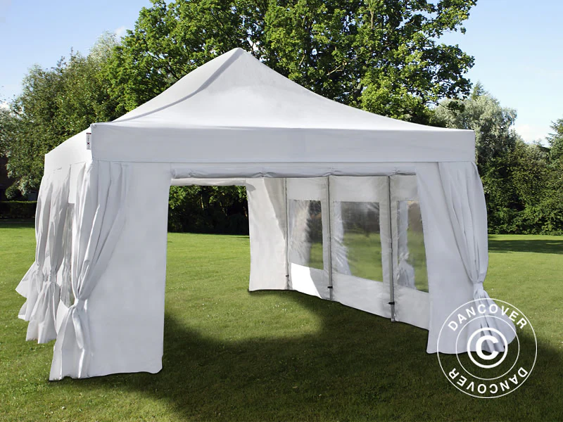 Namiot Ekspresowy FleXtents PRO Steel 4x6m Biały, mq 8 ściany boczne & ozdobnymi kurtynami - Image 2