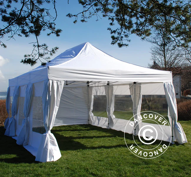 Namiot Ekspresowy FleXtents PRO Steel 4x6m Biały, mq 8 ściany boczne & ozdobnymi kurtynami - Image 3